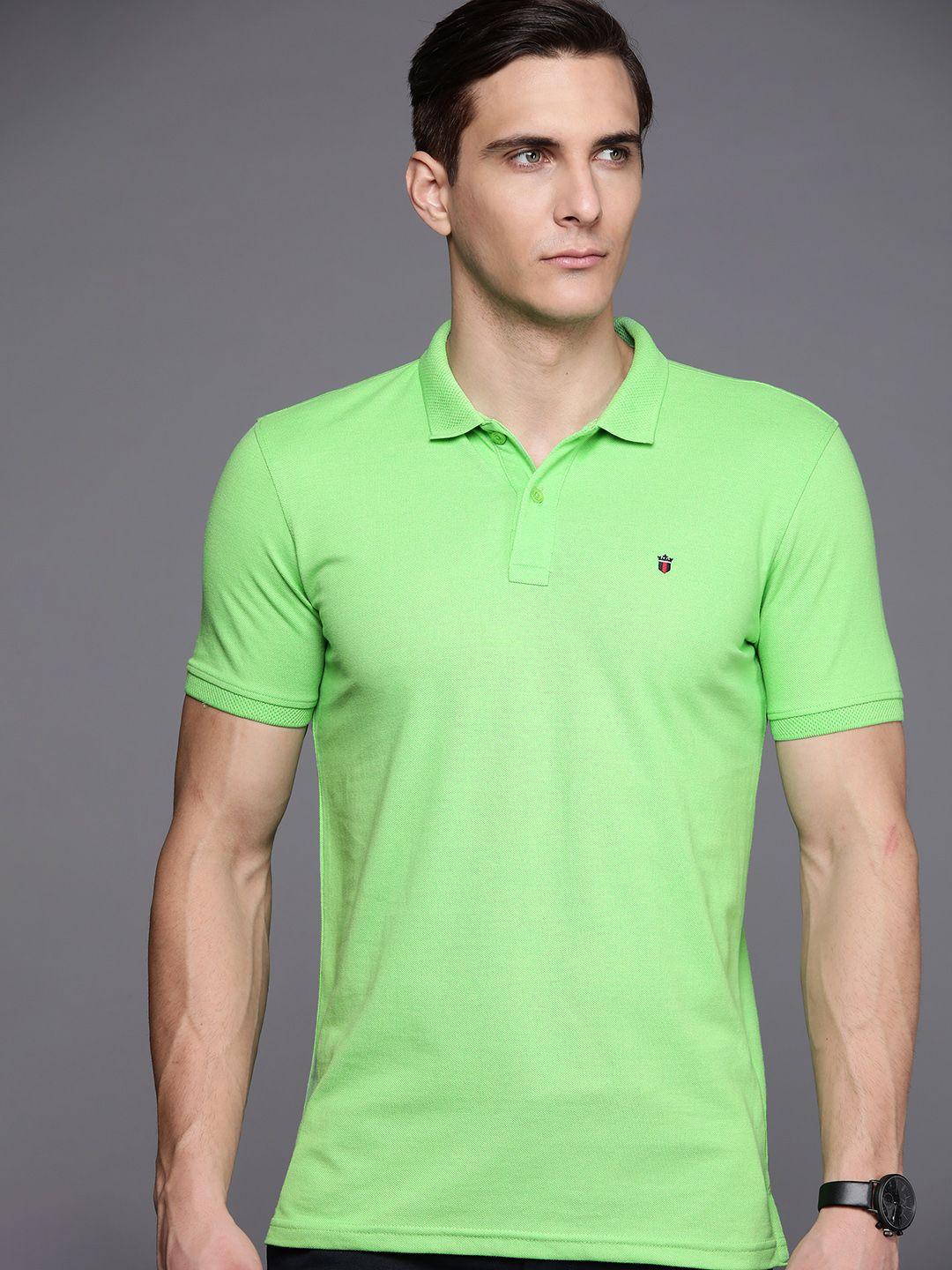 louis philippe sport men lime green polo collar t-shirt