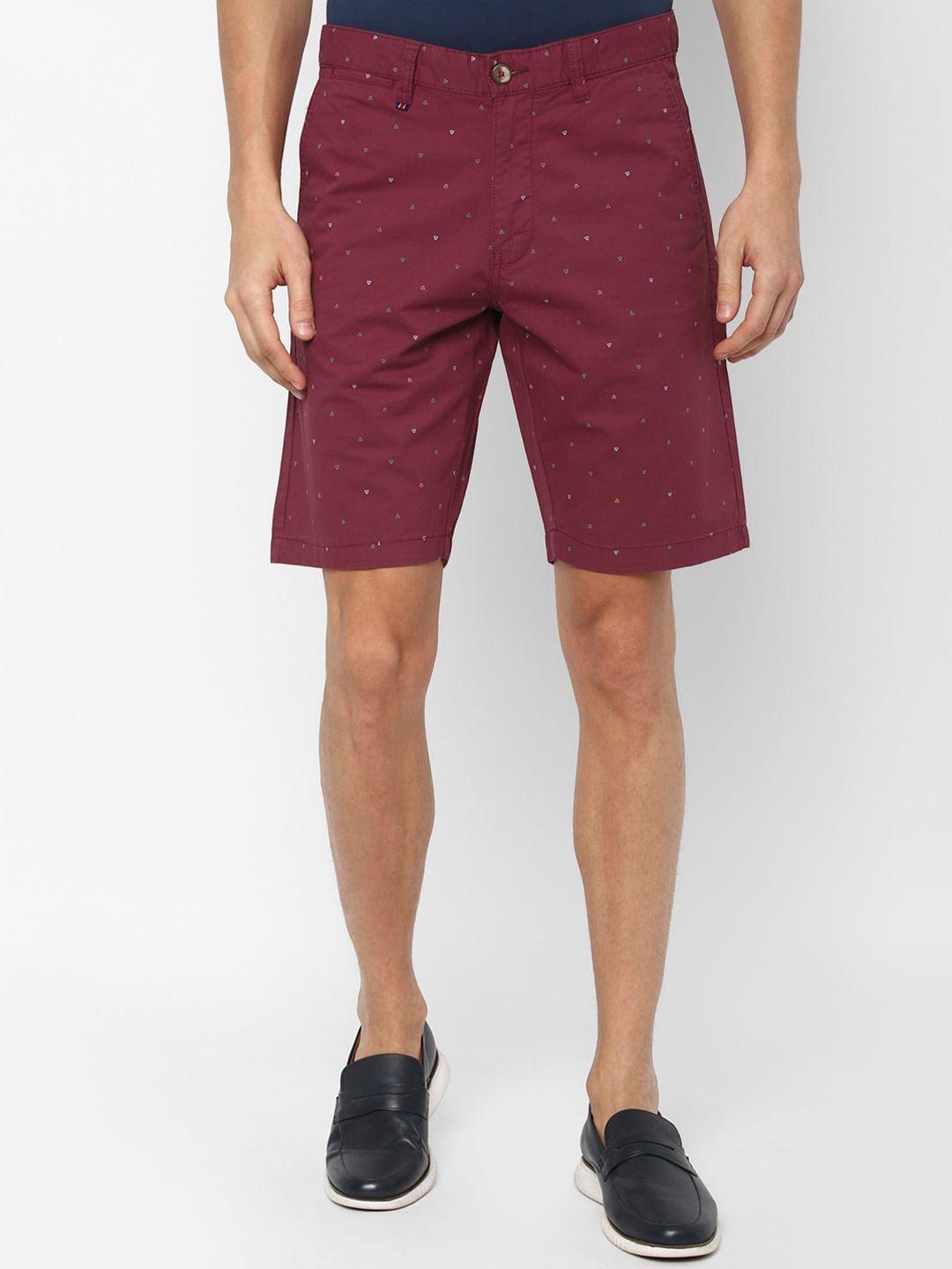 louis philippe sport men maroon conversational printed slim fit chino shorts