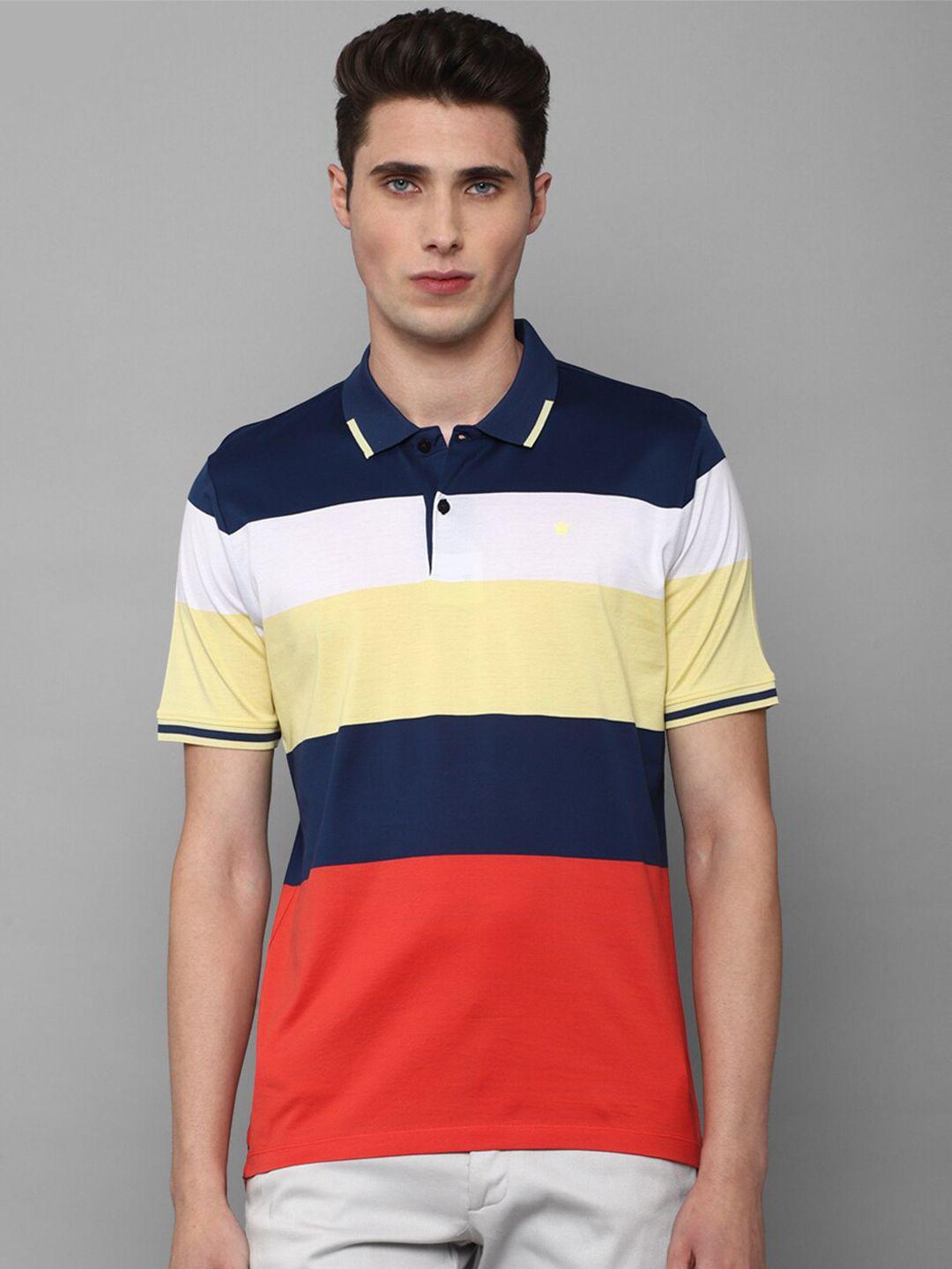 louis philippe sport men multicoloured striped polo collar t-shirt