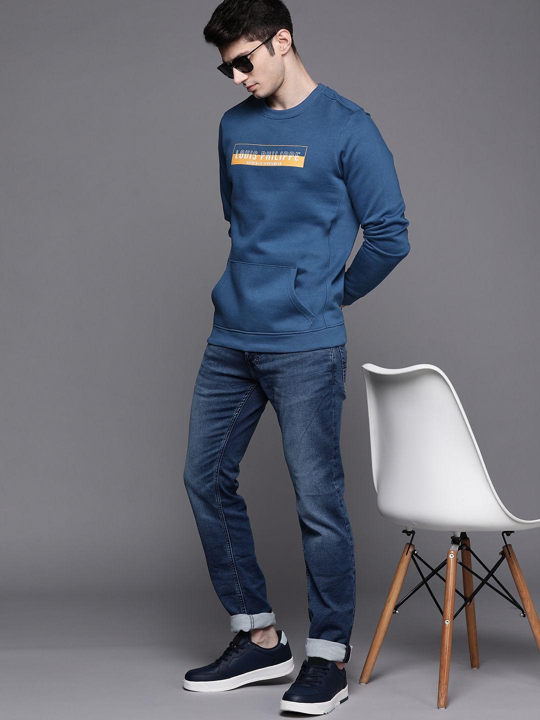 louis philippe sport men navy blue printed sweatshirt