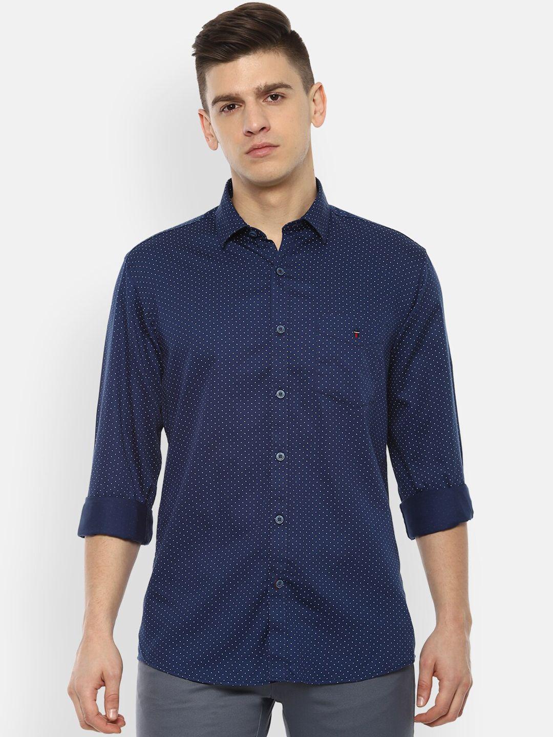 louis philippe sport men navy blue slim fit opaque printed casual shirt