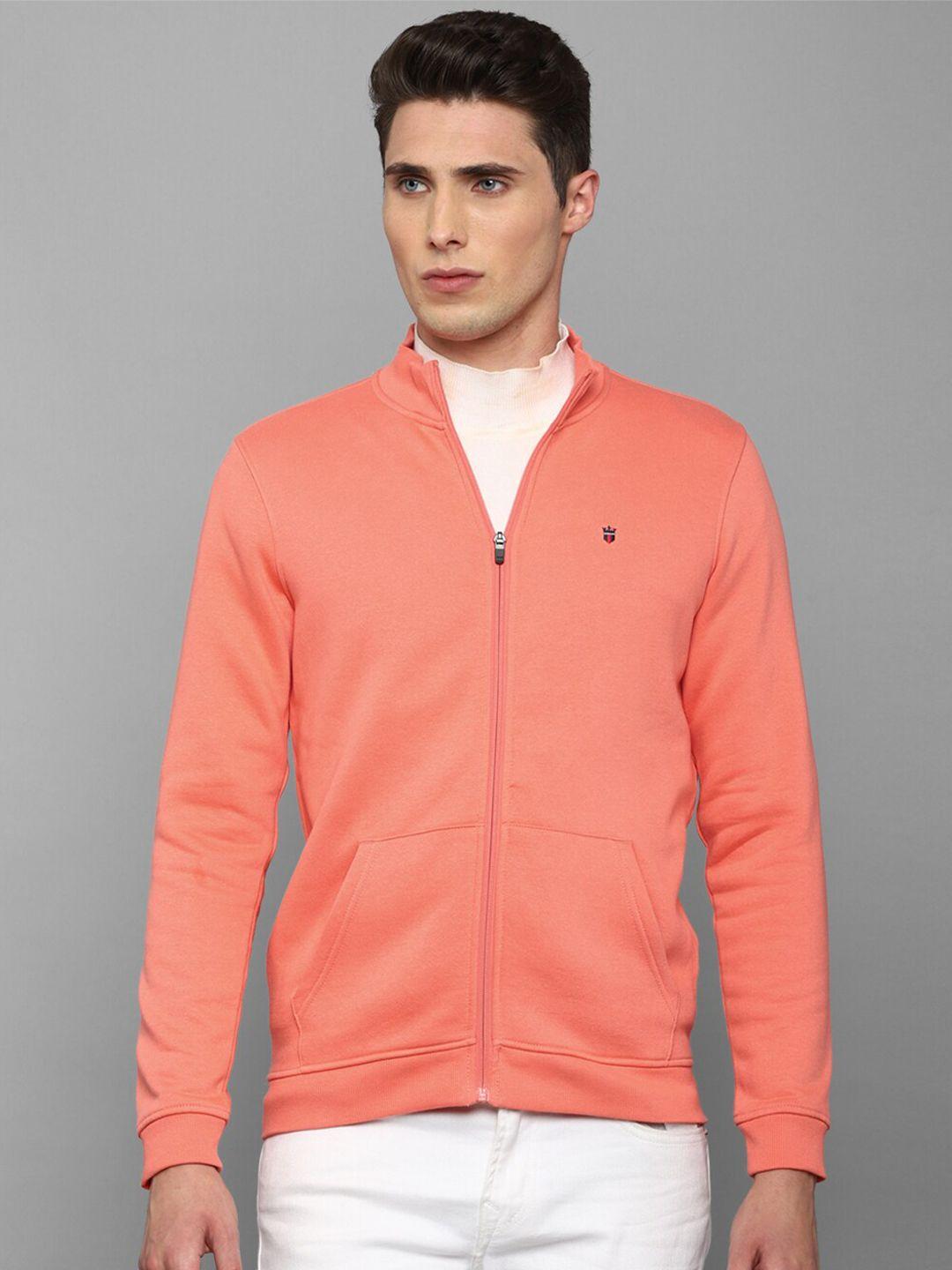 louis philippe sport men peach-coloured front open sweatshirt