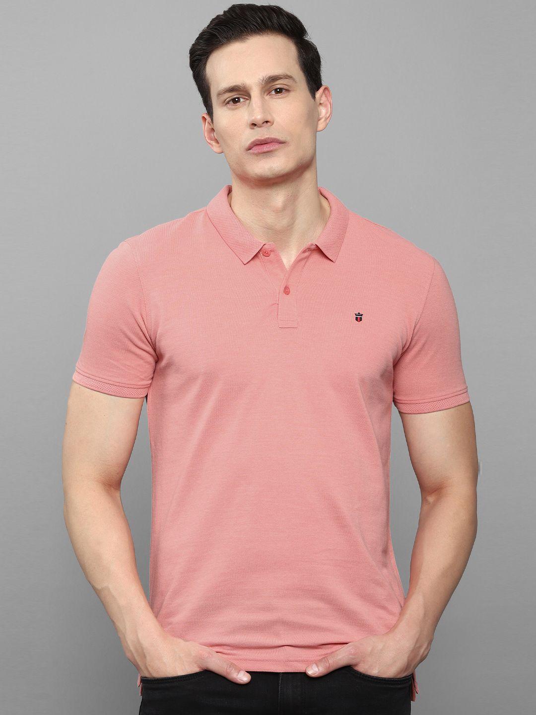 louis philippe sport men peach-coloured polo collar t-shirt