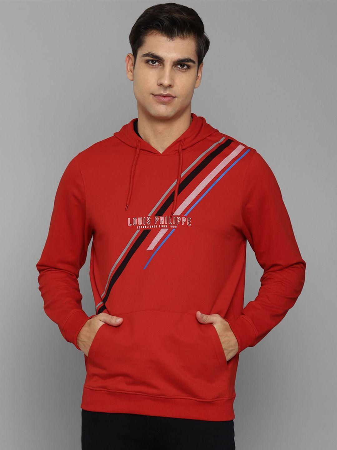 louis philippe sport men printed cotton hooded sweatshirt
