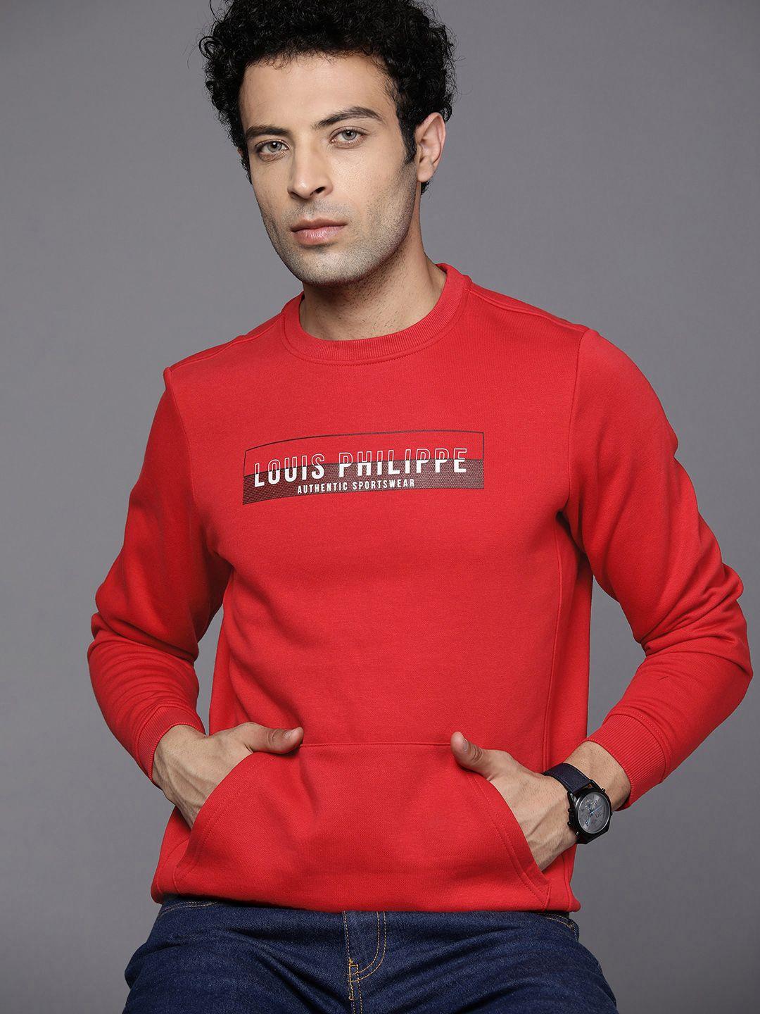 louis philippe sport men red printed sweatshirt