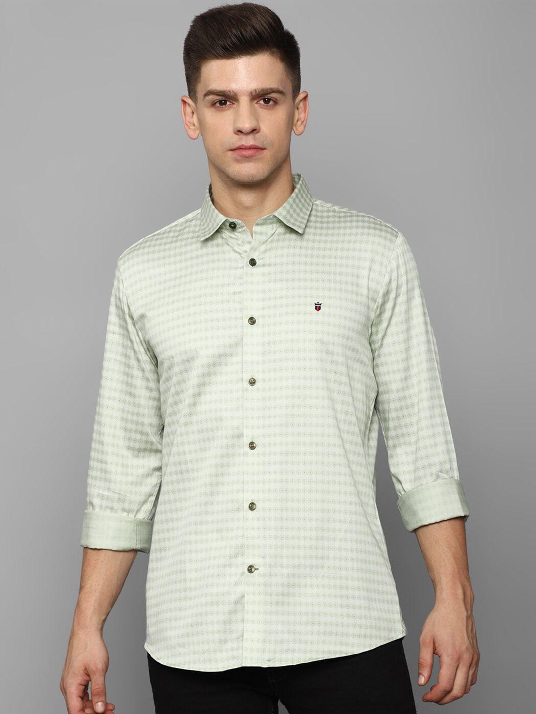 louis philippe sport men sea green slim fit printed pure cotton casual shirt