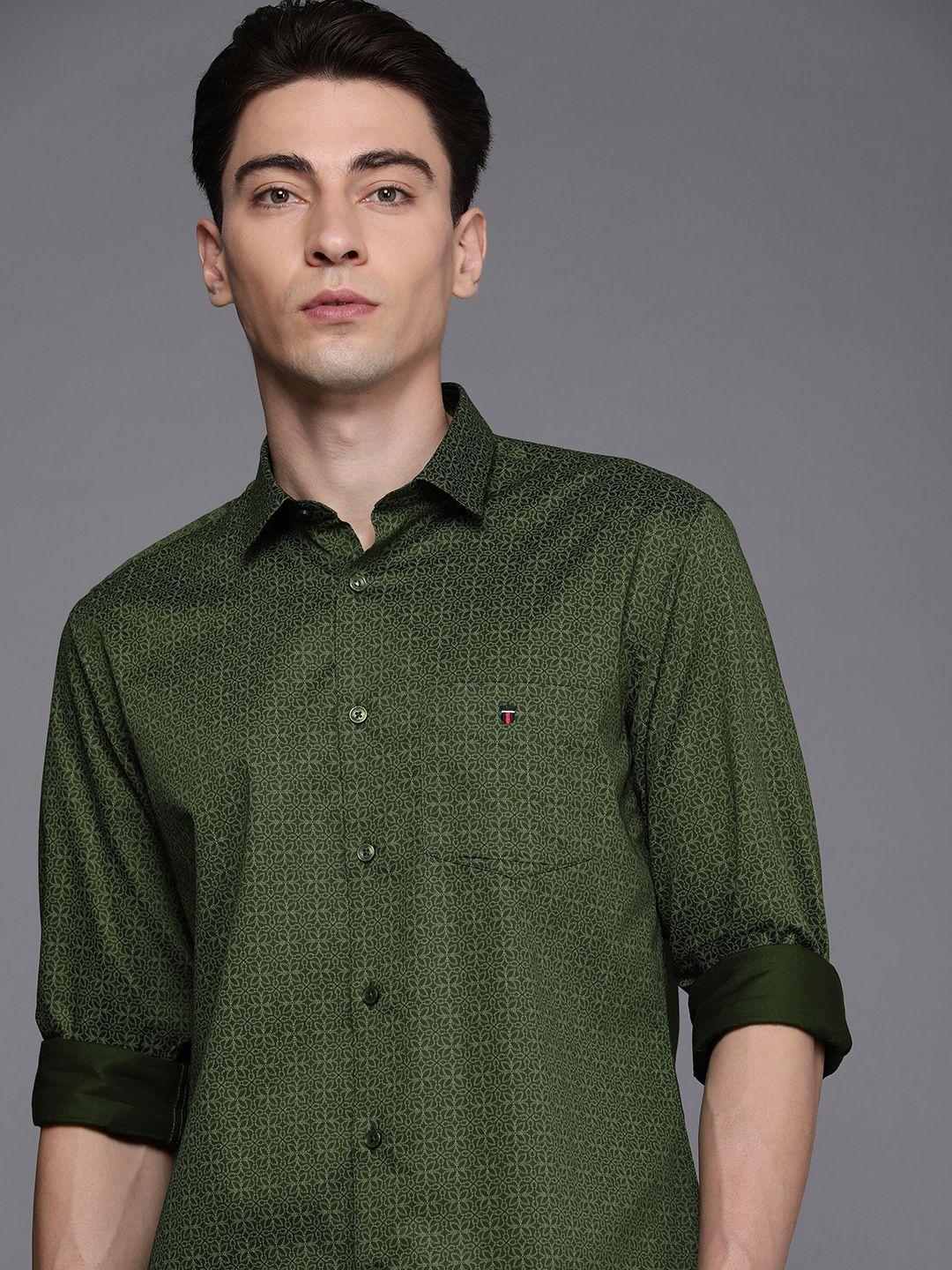 louis philippe sport men slim fit ethnic motifs printed pure cotton casual shirt
