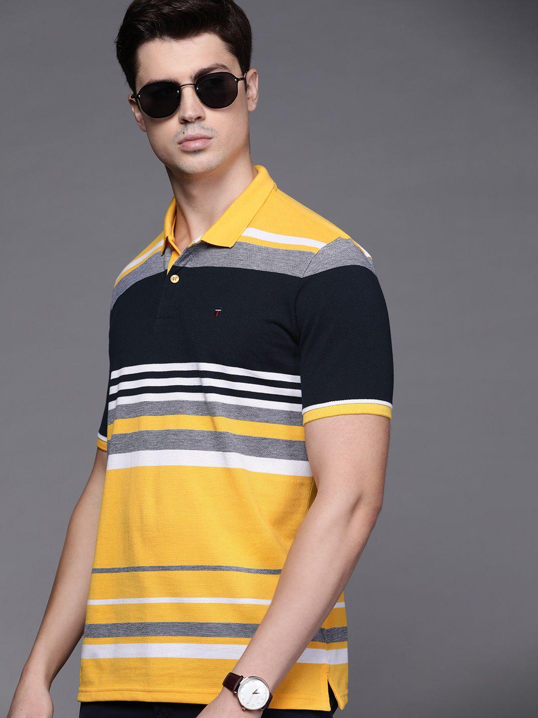 louis philippe sport men striped polo collar t-shirt