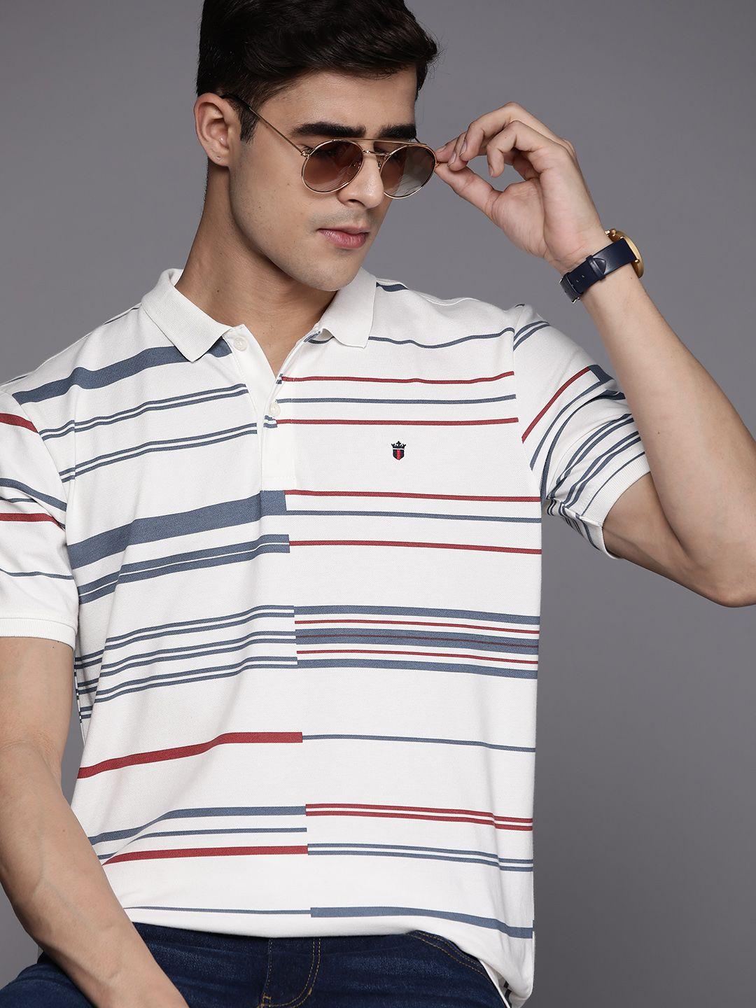 louis philippe sport men striped polo collar t-shirt