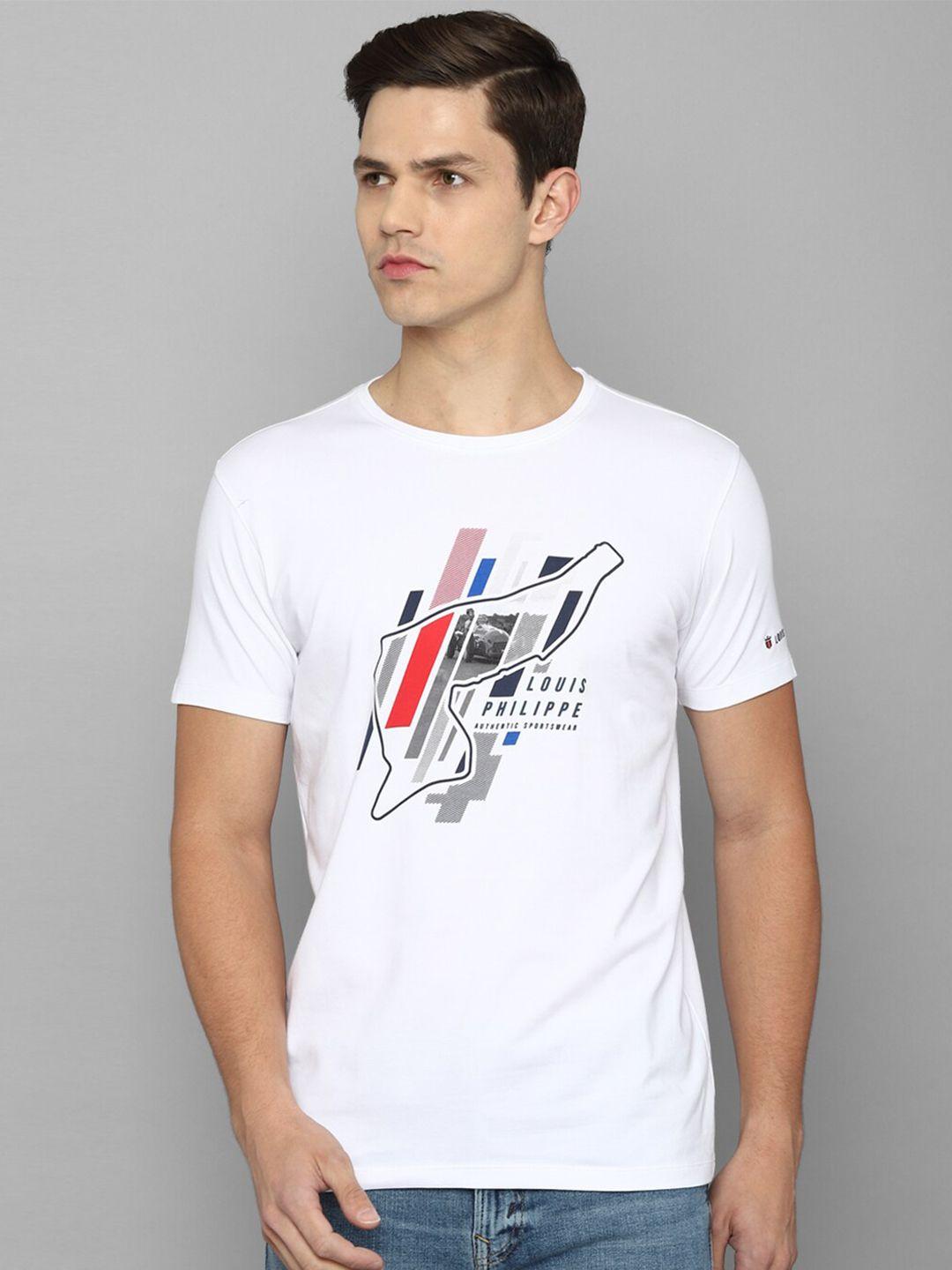 louis philippe sport men white typography printed slim fit t-shirt