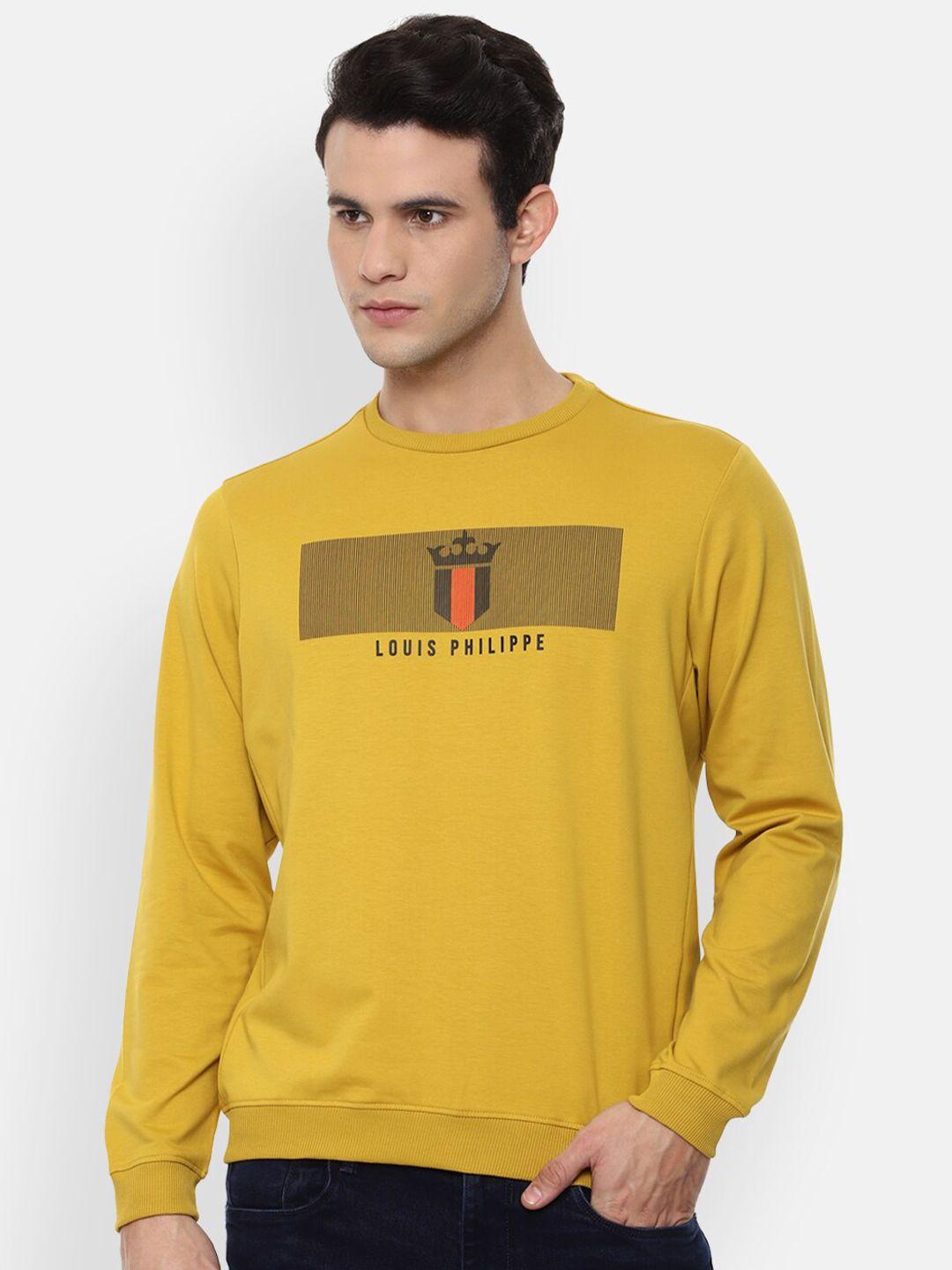 louis philippe sport men yellow brand logo printed sweatshirt