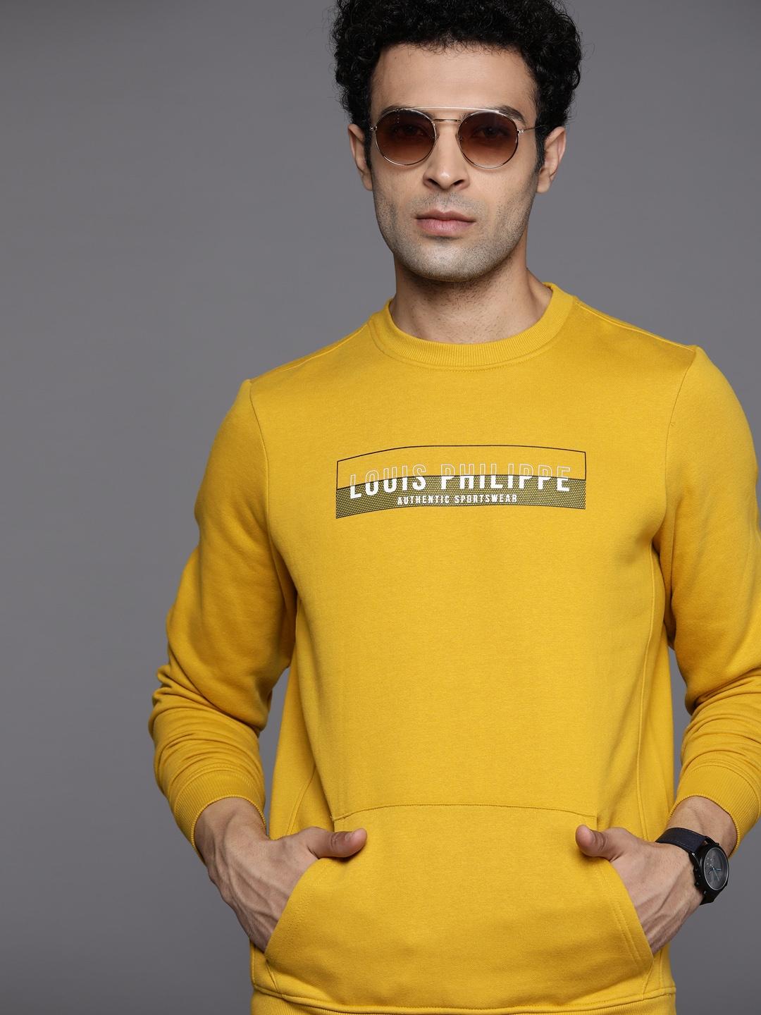 louis philippe sport men yellow printed sweatshirt