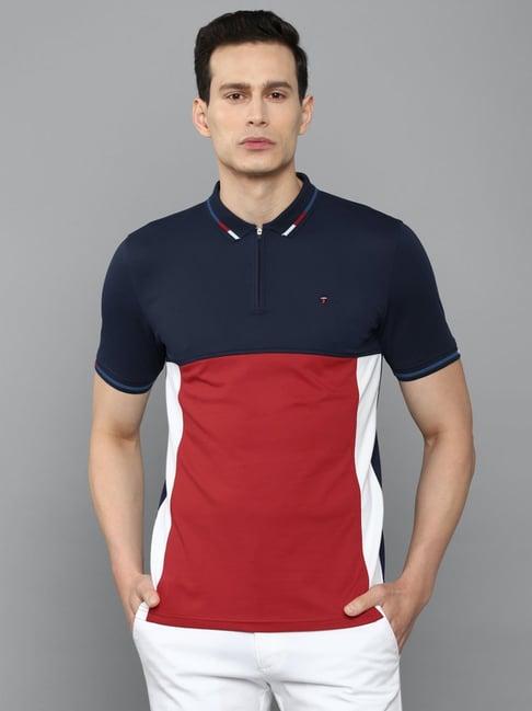 louis philippe sport multi cotton slim fit colour block polo t-shirt
