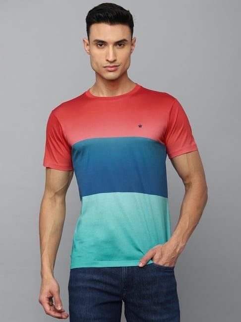 louis philippe sport multi cotton slim fit colour block t-shirt