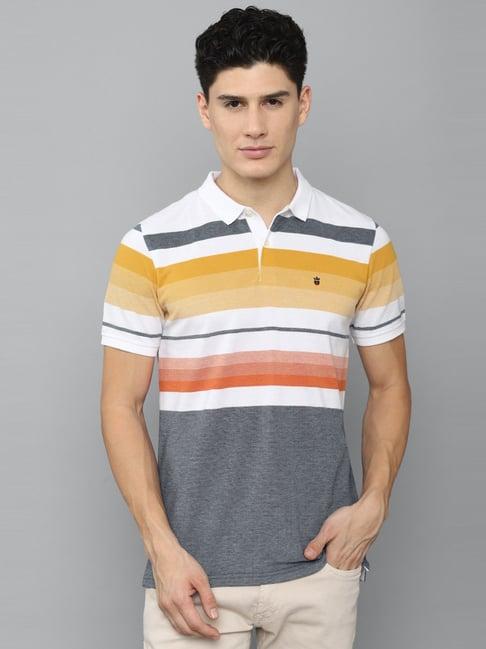 louis philippe sport multi cotton slim fit striped polo t-shirt