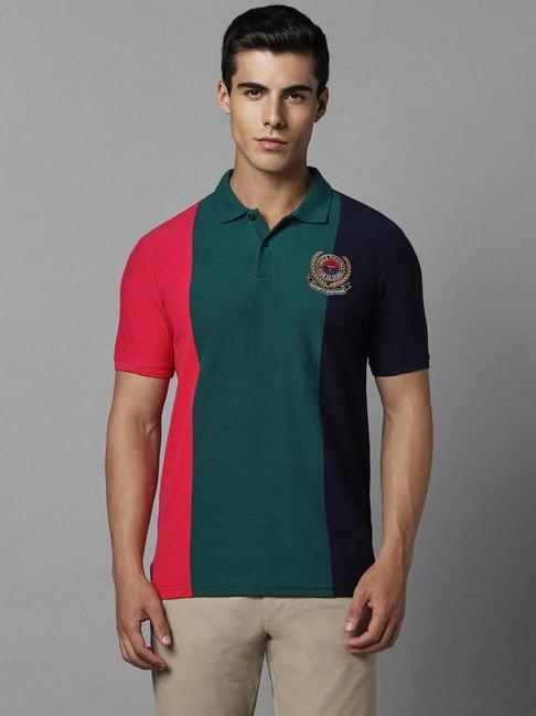 louis philippe sport multicolored cotton slim fit colour block polo t-shirt