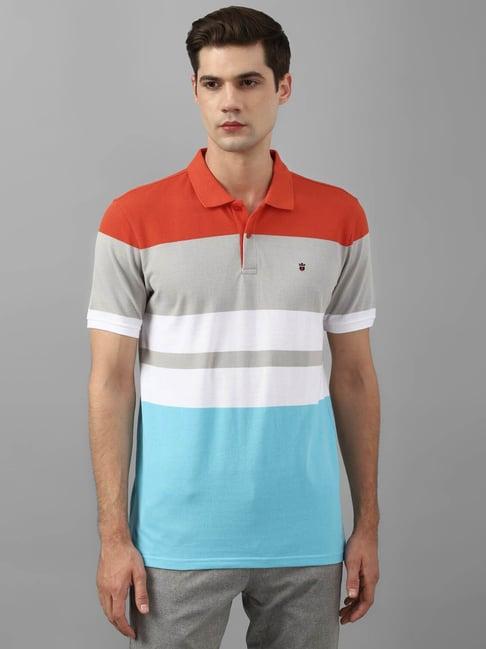 louis philippe sport multicolored slim fit colour block polo t-shirt