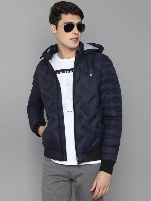 louis philippe sport navy blue regular fit hooded jacket