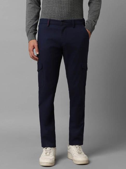 louis philippe sport navy cotton slim fit cargos