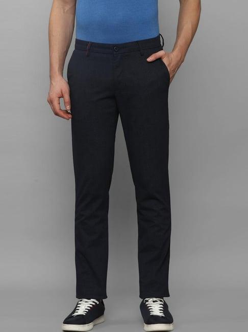 louis philippe sport navy cotton slim fit texture trousers