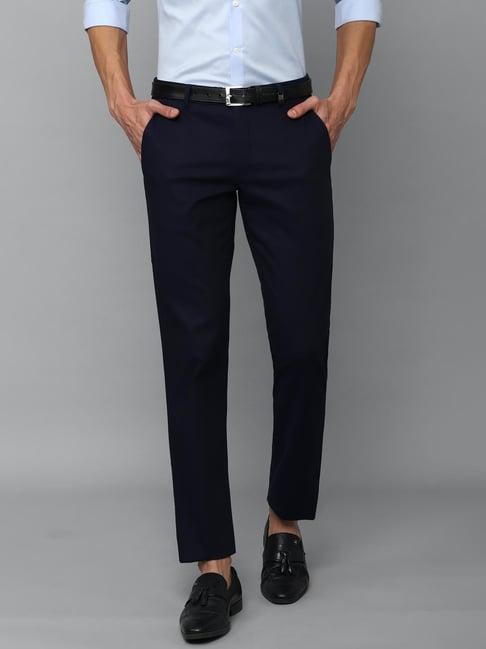 louis philippe sport navy cotton slim fit trousers