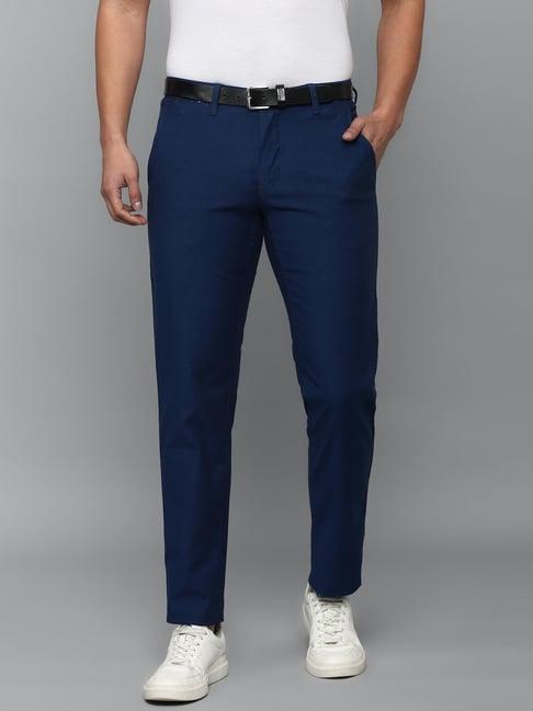 louis philippe sport navy cotton slim fit trousers