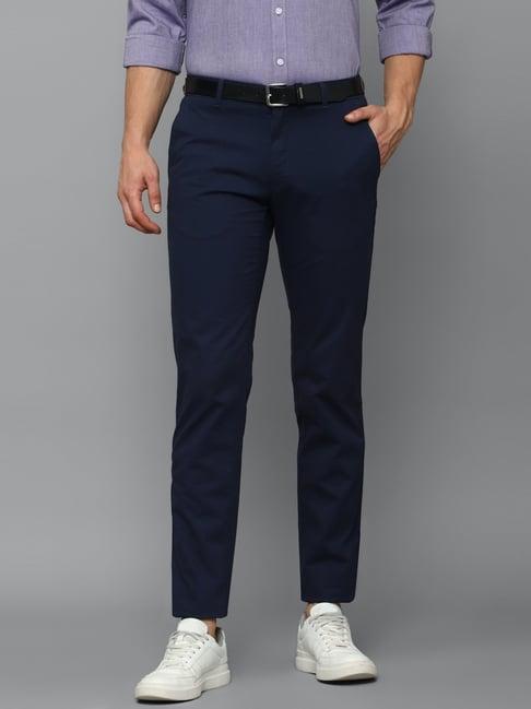 louis philippe sport navy cotton slim fit trousers