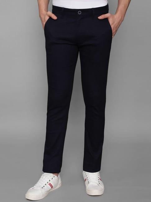 louis philippe sport navy cotton slim fit trousers