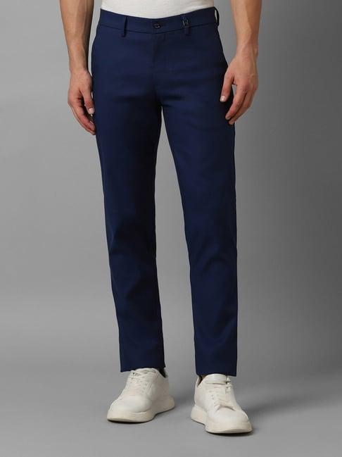 louis philippe sport navy cotton slim fit trousers