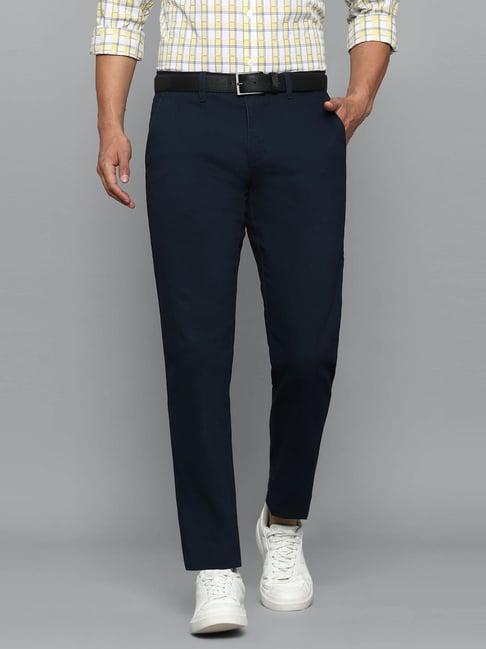 louis philippe sport navy cotton slim fit trousers