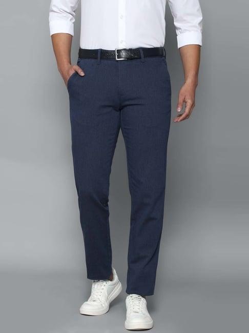 louis philippe sport navy cotton slim fit trousers