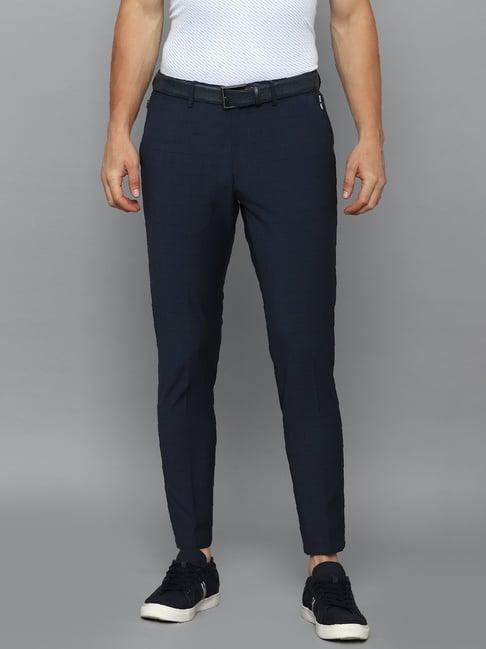 louis philippe sport navy slim fit flat front trousers