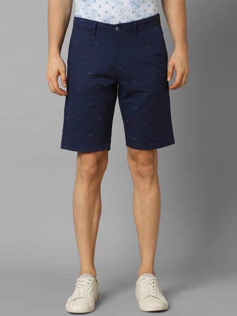 louis philippe sport navy slim fit printed shorts