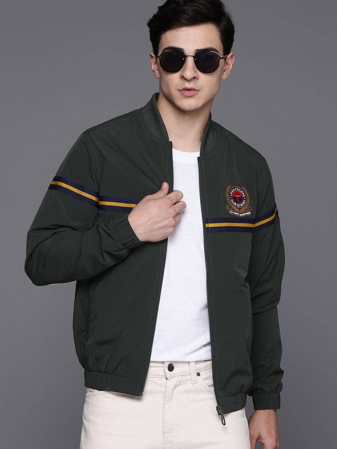 louis philippe sport patchwork detail bomber jacket