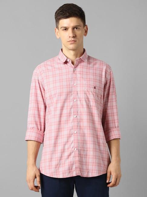 louis philippe sport pink cotton slim fit checks shirt