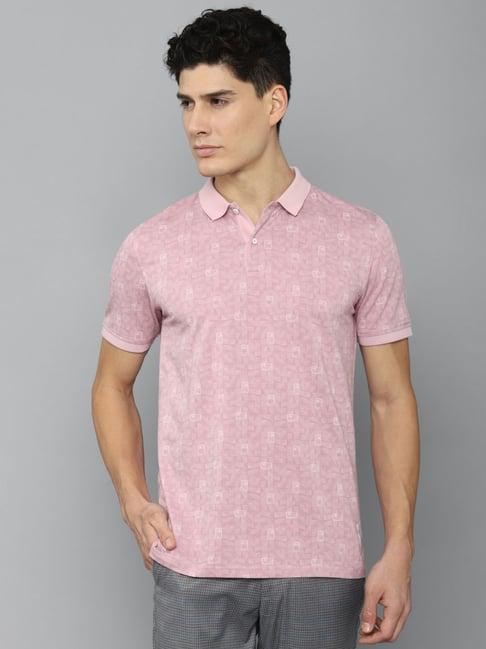 louis philippe sport pink cotton slim fit printed polo t-shirt