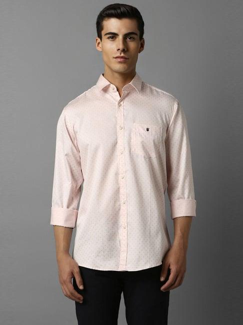 louis philippe sport pink cotton slim fit printed shirt