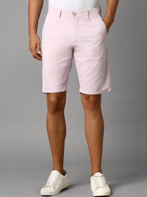 louis philippe sport pink cotton slim fit shorts