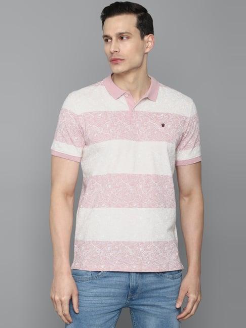 louis philippe sport pink cotton slim fit striped polo t-shirt