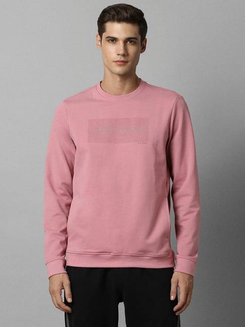 louis philippe sport pink regular fit printed sweatshirt