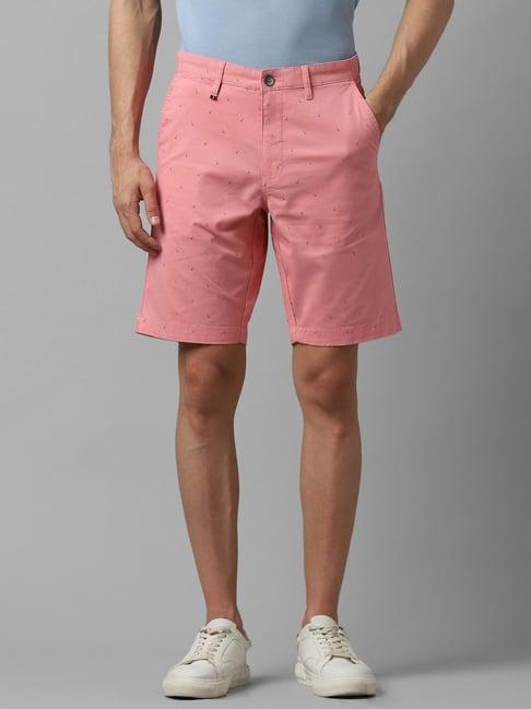 louis philippe sport pink slim fit printed shorts