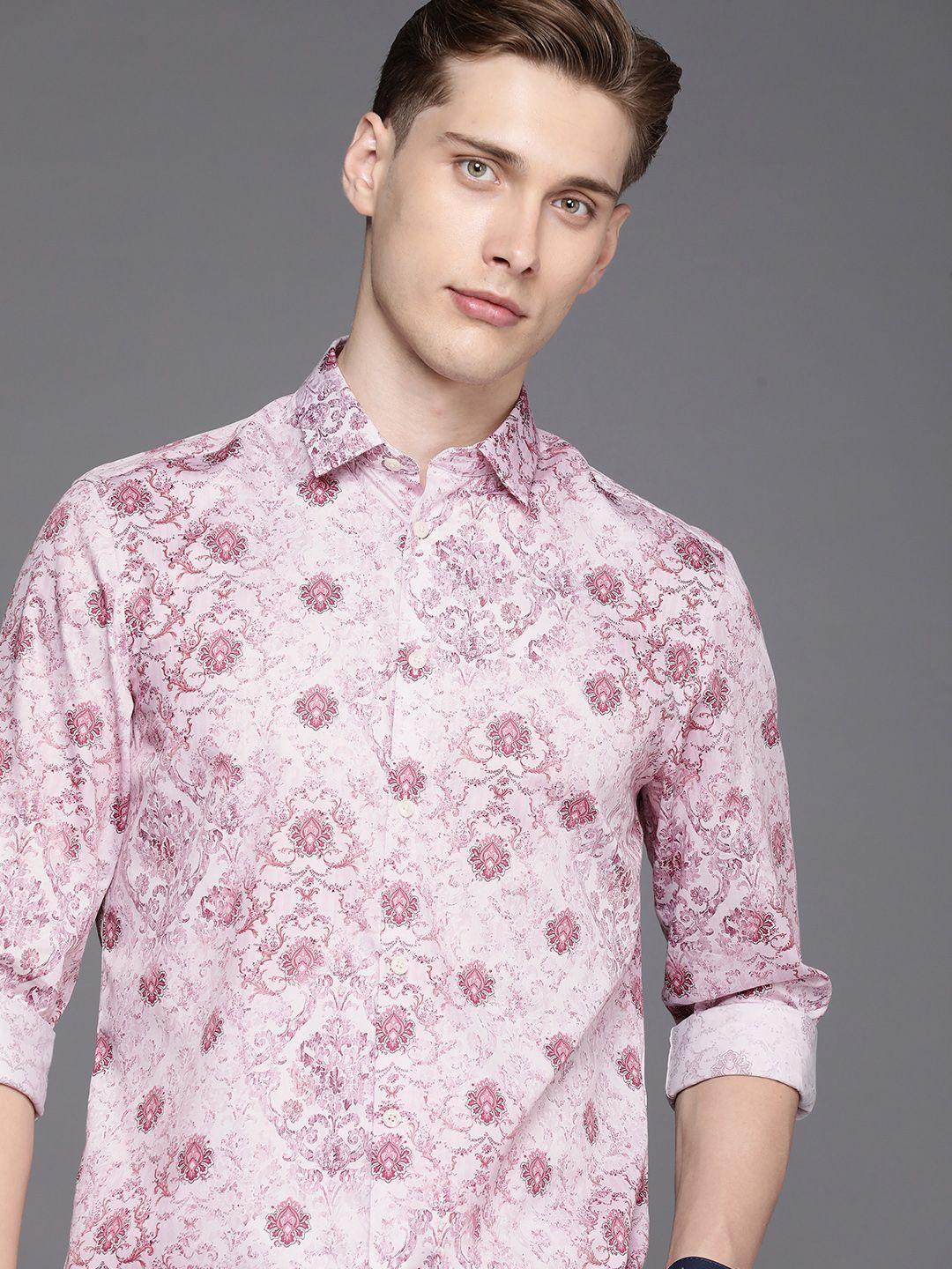 louis philippe sport pure cotton classic fit ethnic motifs printed casual shirt