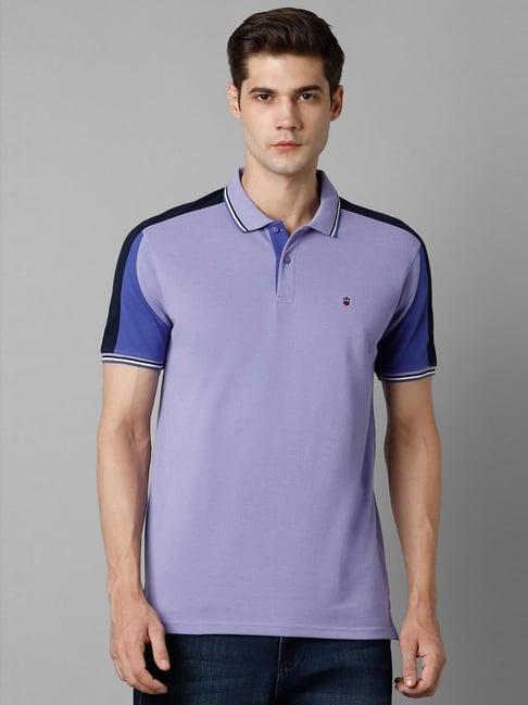 louis philippe sport purple cotton slim fit printed polo t-shirt