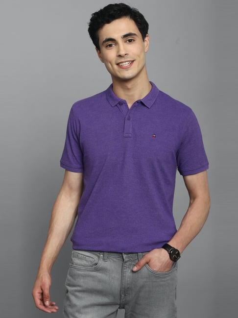 louis philippe sport purple slim fit texture polo t-shirt