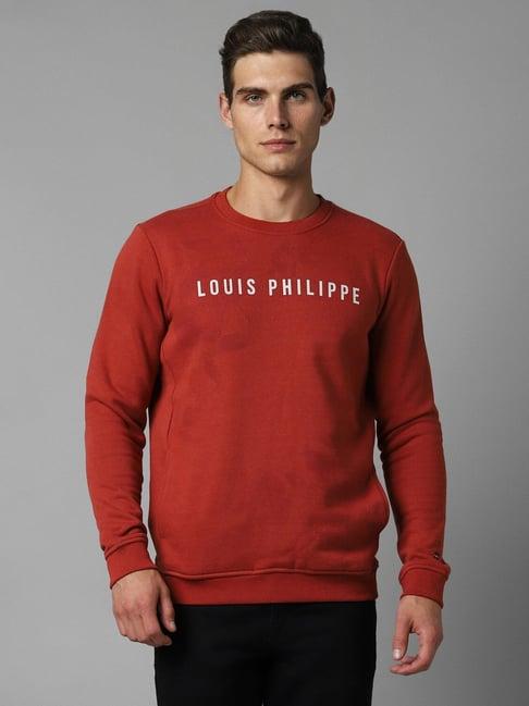 louis philippe sport red regular fit printed sweatshirt