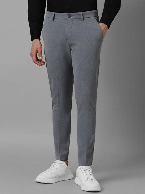 louis philippe sport sky grey slim fit trousers