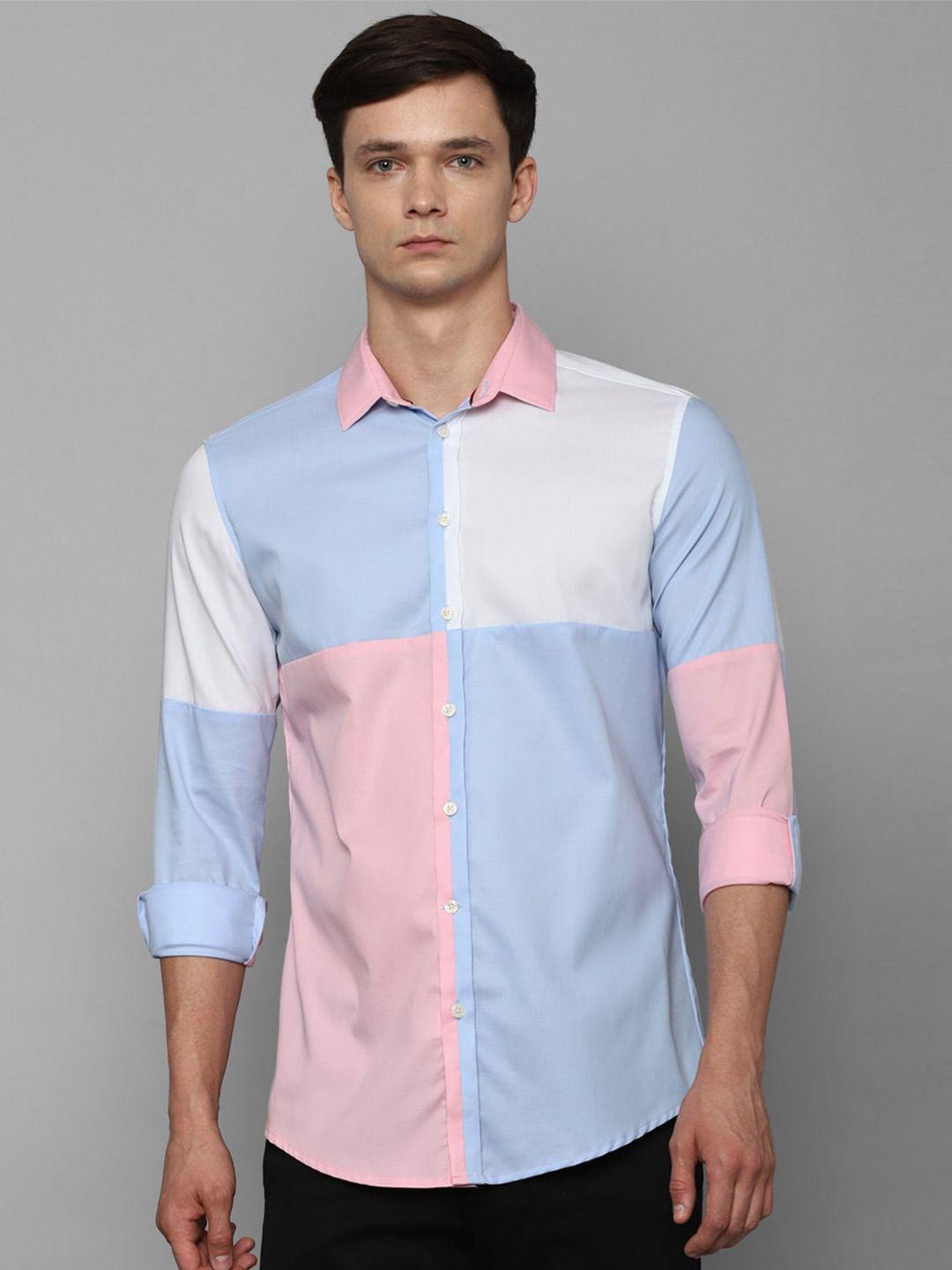 louis philippe sport slim fit colourblocked pure cotton casual shirt