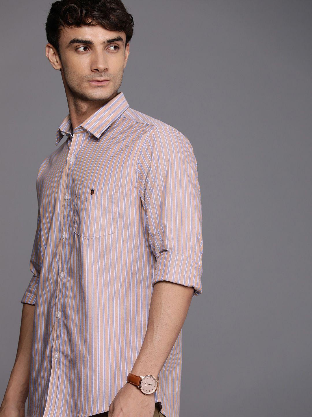 louis philippe sport slim fit striped pure cotton casual shirt