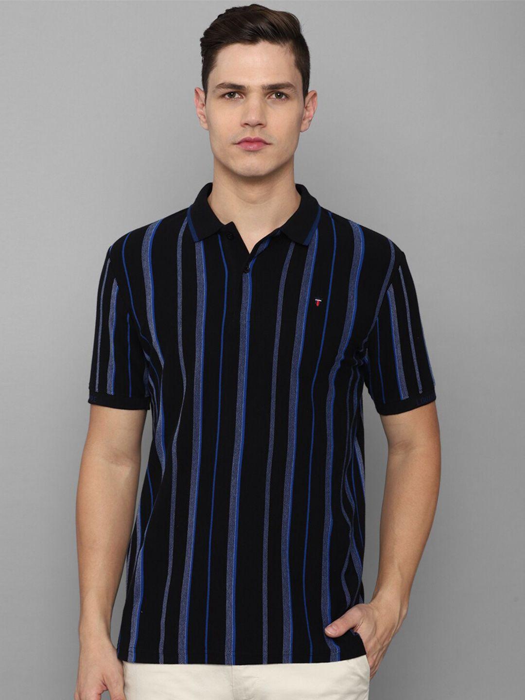 louis philippe sport striped polo collar slim fit pure cotton t-shirt