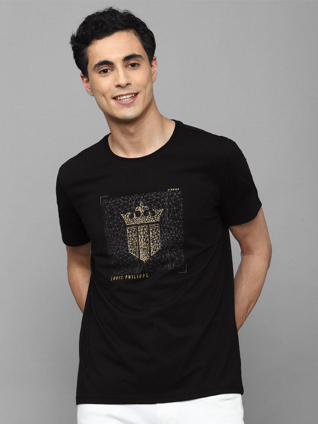 louis philippe sport typography printed slim fit pure cotton t-shirt